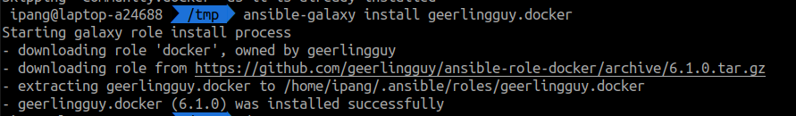 Install ansible-galaxy package