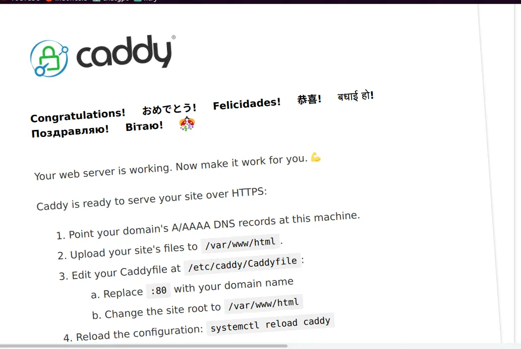 Caddy Default Page
