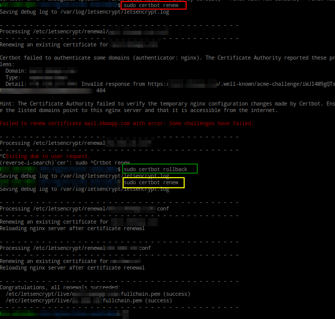 Certbot Renew Now Successful!