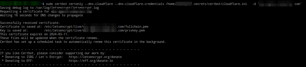 Certbot Install Success