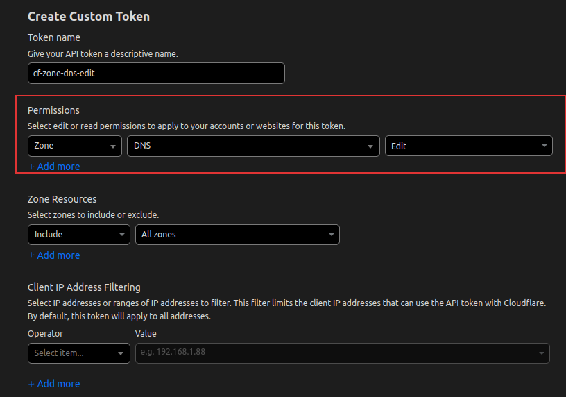 Zone:DNS:Edit Permission