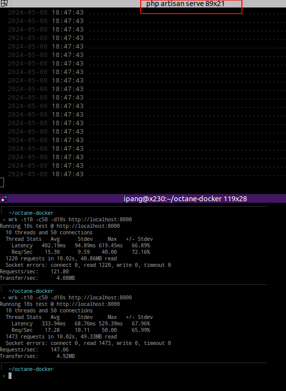 Menggunakan php artisan serve