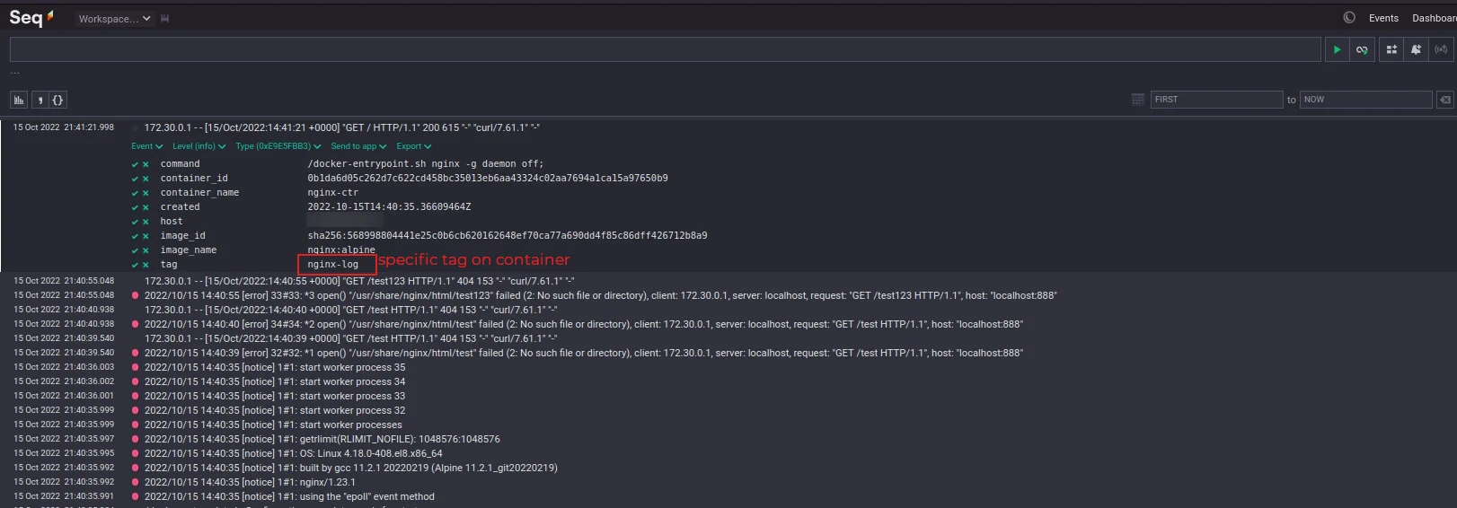 Log Berhasil Di collect oleh Seq