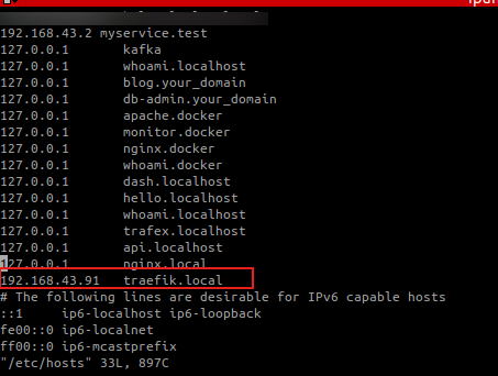 Tambahkan traefik.local di /etc/hosts