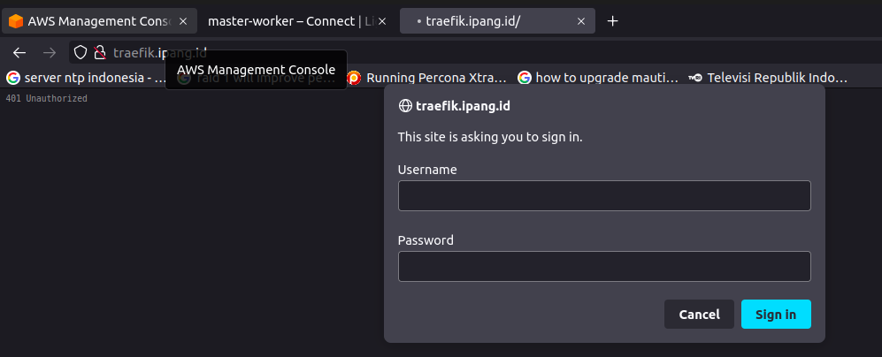 Basic Auth Sebelum ke Dashboard