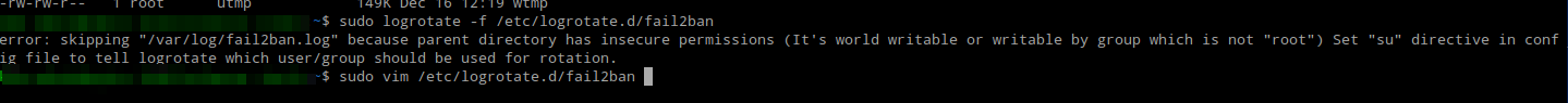 Error When Force Run Logrotate Fail2ban Log
