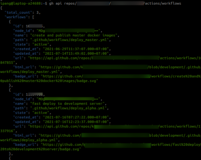 Test github-cli, List Semua Workflows