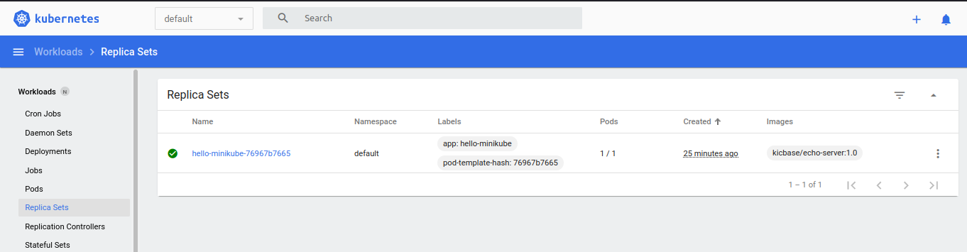 Replica Sets &lsquo;hello-minikube&rsquo;