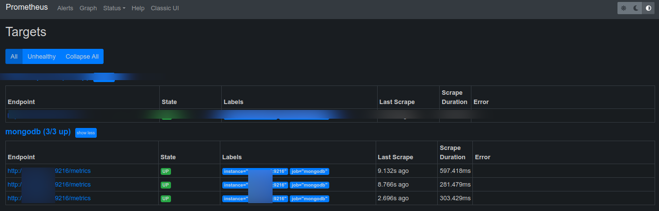 MongoDB Exporter di Prometheus