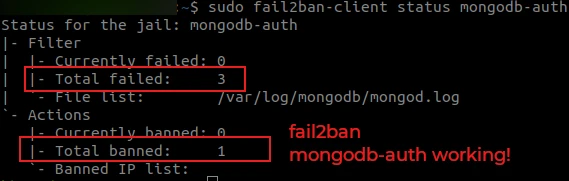 Fail2ban mongodb-auth working now