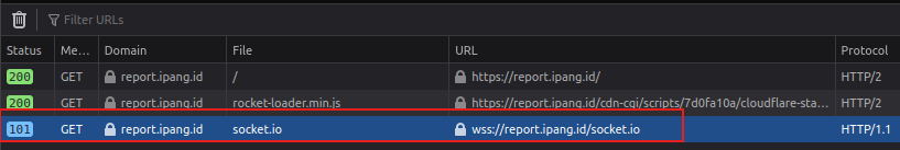 Check Websocket at Network Tab