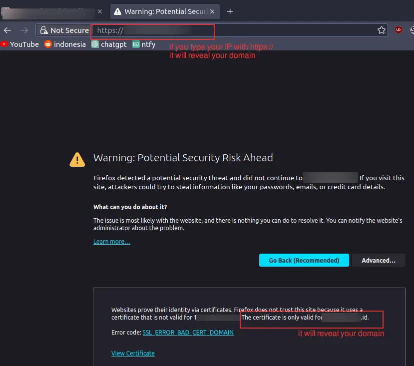 This Happen When You Access Your IP on Browser But in HTTPS