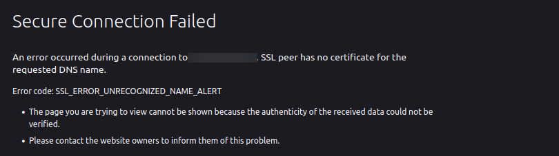 It Should Return SSL Error If You Access Your IP with HTTPS