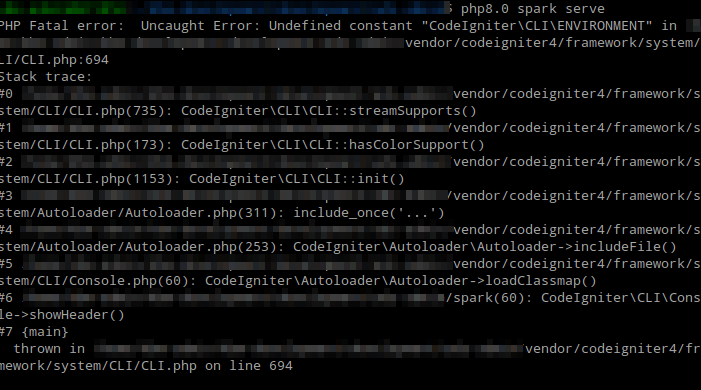 Error When Using php spark serve