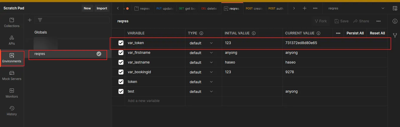 Buat Postman Environment
