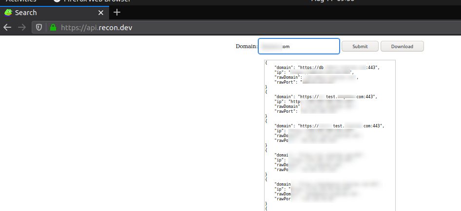 Hasil Domain Crawler, Domain Test-Test Aplikasi ke Detect