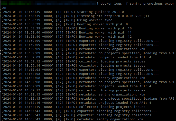 Sentry Exporter Running Successfully