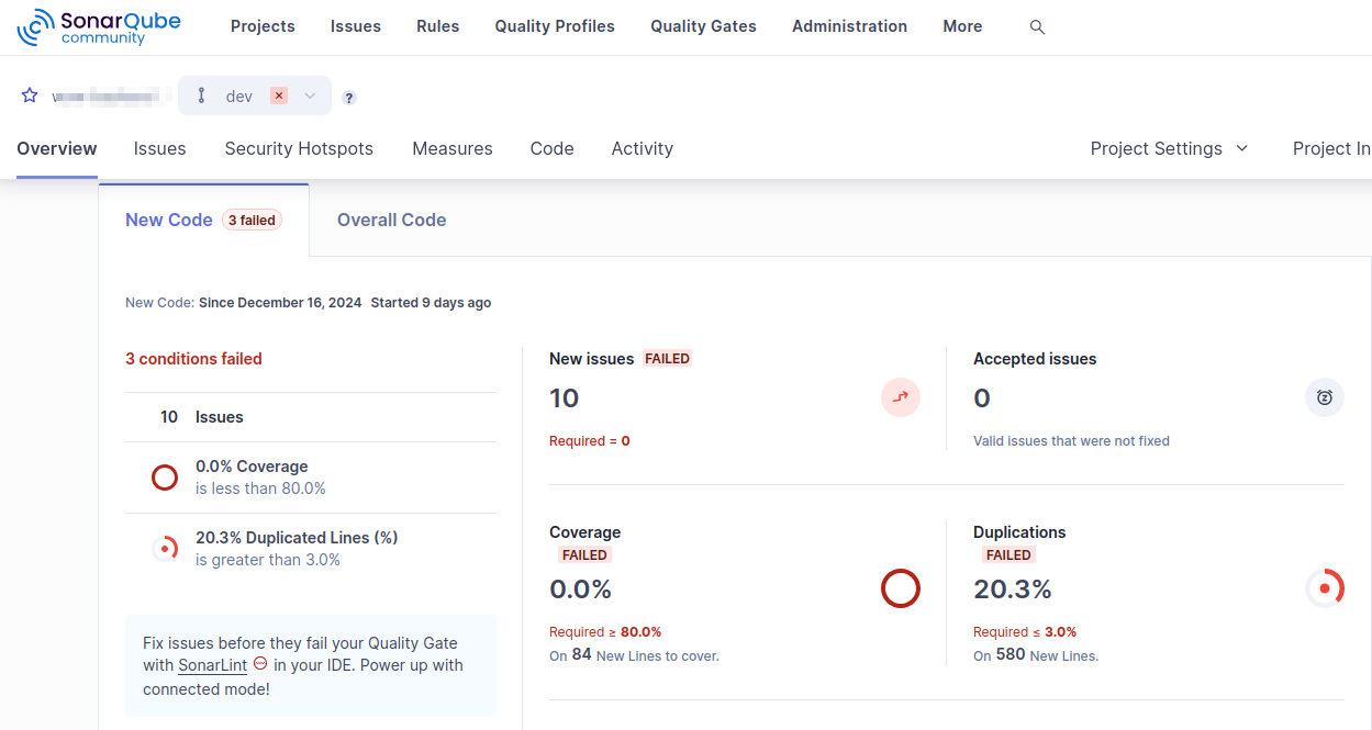 SonarQube Analyze Result