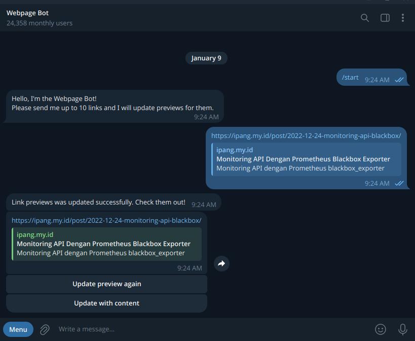 Update Preview URL di Telegram