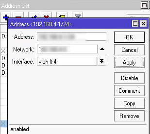IP Address untuk VLAN 110