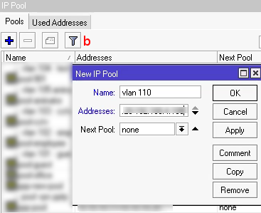 Buat Pool Range IP VLAN 110