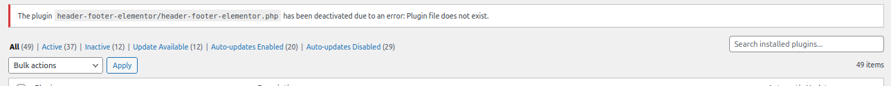 Warning Plugin Not Exist